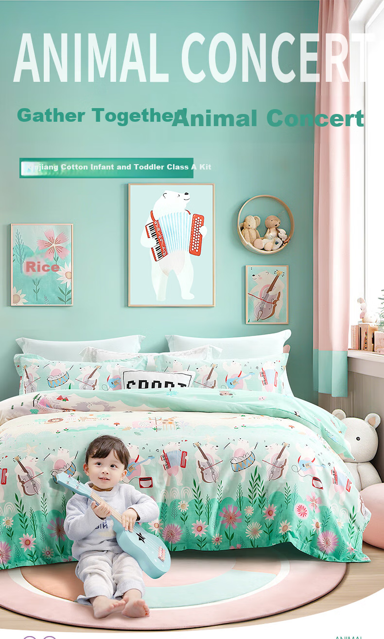 Fuannaertong Bedding Set, 100% Pure Cotton, Class A Baby Bedding, Includes Bed Sheet And Duvet Cover, Suitable for Dormitory Use, for 1.2-Meter Bed 1