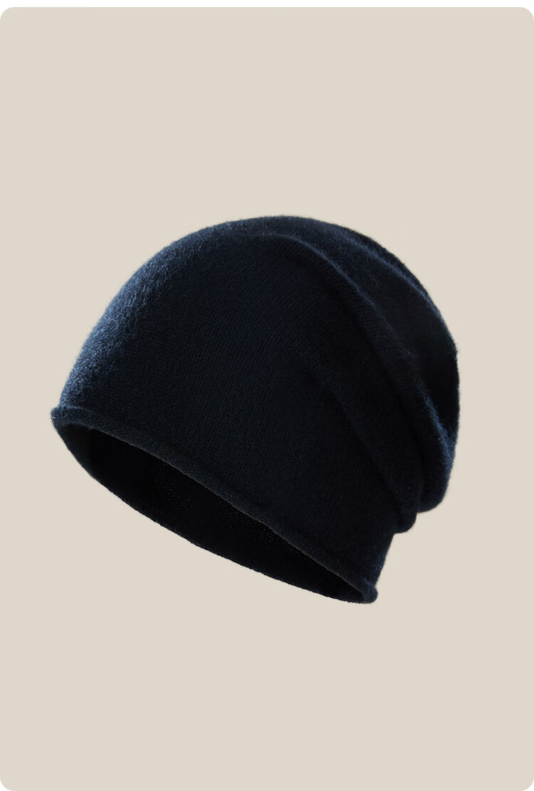 JIUMU Pure Cashmere Hat Autumn Winter Men's Warm Knitted Wool Beanie Cold Weather Slouchy Hat 11