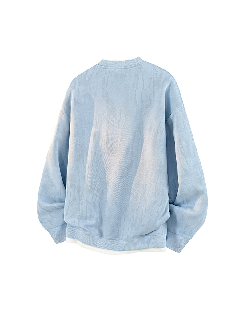 :CHOCOOLATE IT Fake Two-Piece Tie-Dye Hoodie Men Spring Autumn New American Streetwear Casual Long Sleeve T-Shirt Blue L 5