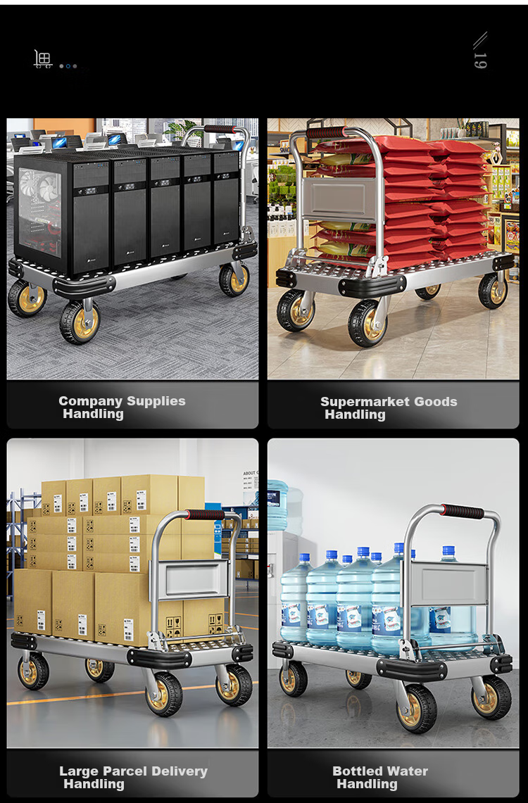 Paiying Steel Plate Flatbed Cart, Small Push Cart, Cargo Trolley, Hand Truck, Small Trailer, Folding Transport Cart, 70*42cm 24