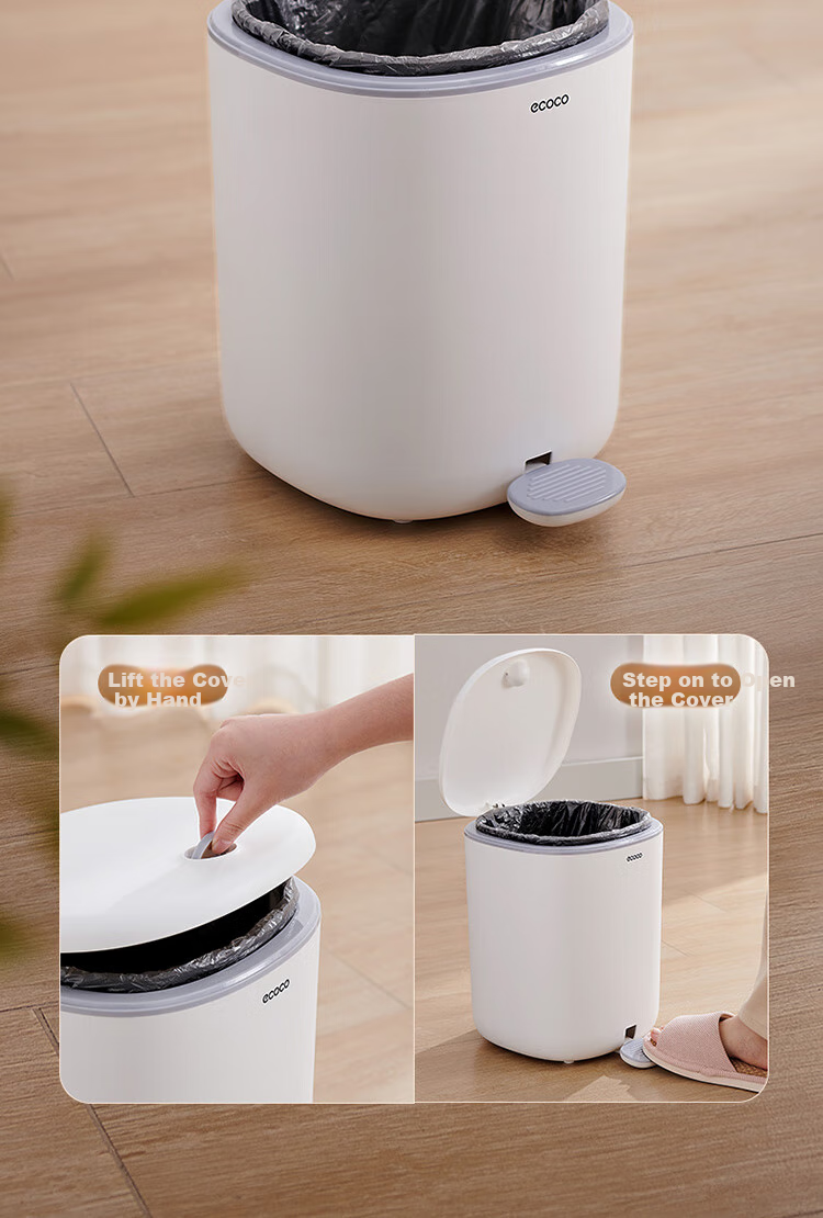 Ecoco Trash Can, 12L Capacity, Home Use, Automatic Bagging, for Bathroom, Living Room, Bedroom, Kitchen, Garbage Bin, E24211 Yellow 7