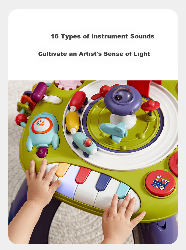 Babycare Learning Table, Children's Multifunctional Baby Toy, Multilingual Game Table with Dual-Sided Design, Cyan Gree 6