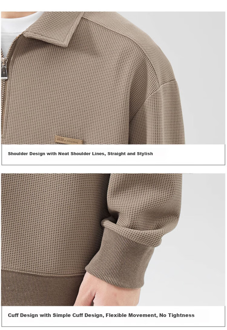 JEEP SPIRIT Men's Sweatshirt, Spring Casual Polo Shirt, Men's Long-Sleeve T-Shirt with Collar, Coffee Color, Size L 11