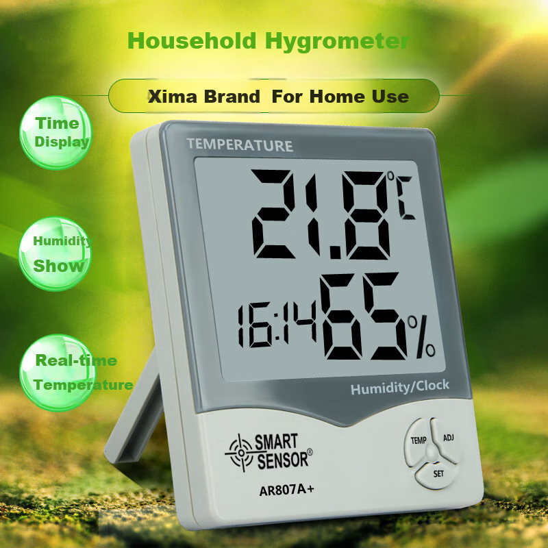 Xima High-Precision Digital Air Temperature And Humidity Meter, Industrial Handheld Integrated Temperature And Humidity Detector AR807A+