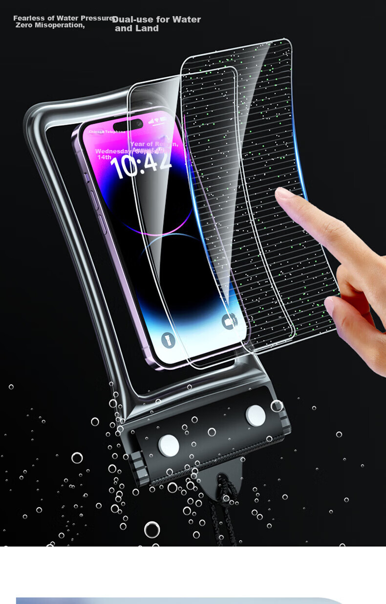 Bahainiao Waterproof Phone Pouch with Touchscreen Functionality, Airbag Protection, Shockproof, Suitable for Swimming, Travel, Hot Springs, Underwater Delivery Riders, with Strap 11