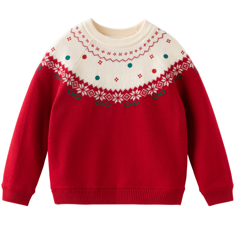 DAVE & BELLA Kids Pullover Sweater Winter Girls Red Christmas Knitted Fleece Lined Top