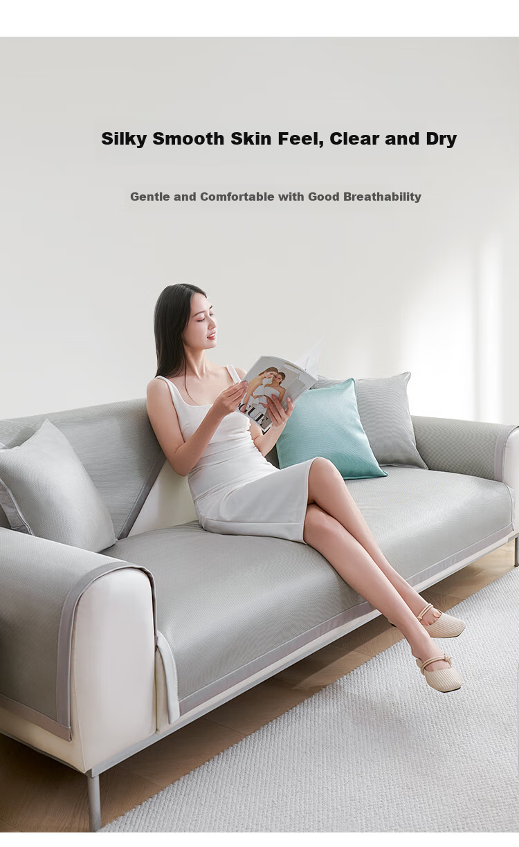 JD Original Ice Silk Sofa Cushion, Non-Slip Sofa Cover, Armrest Towel/Backrest, 70*70cm 3