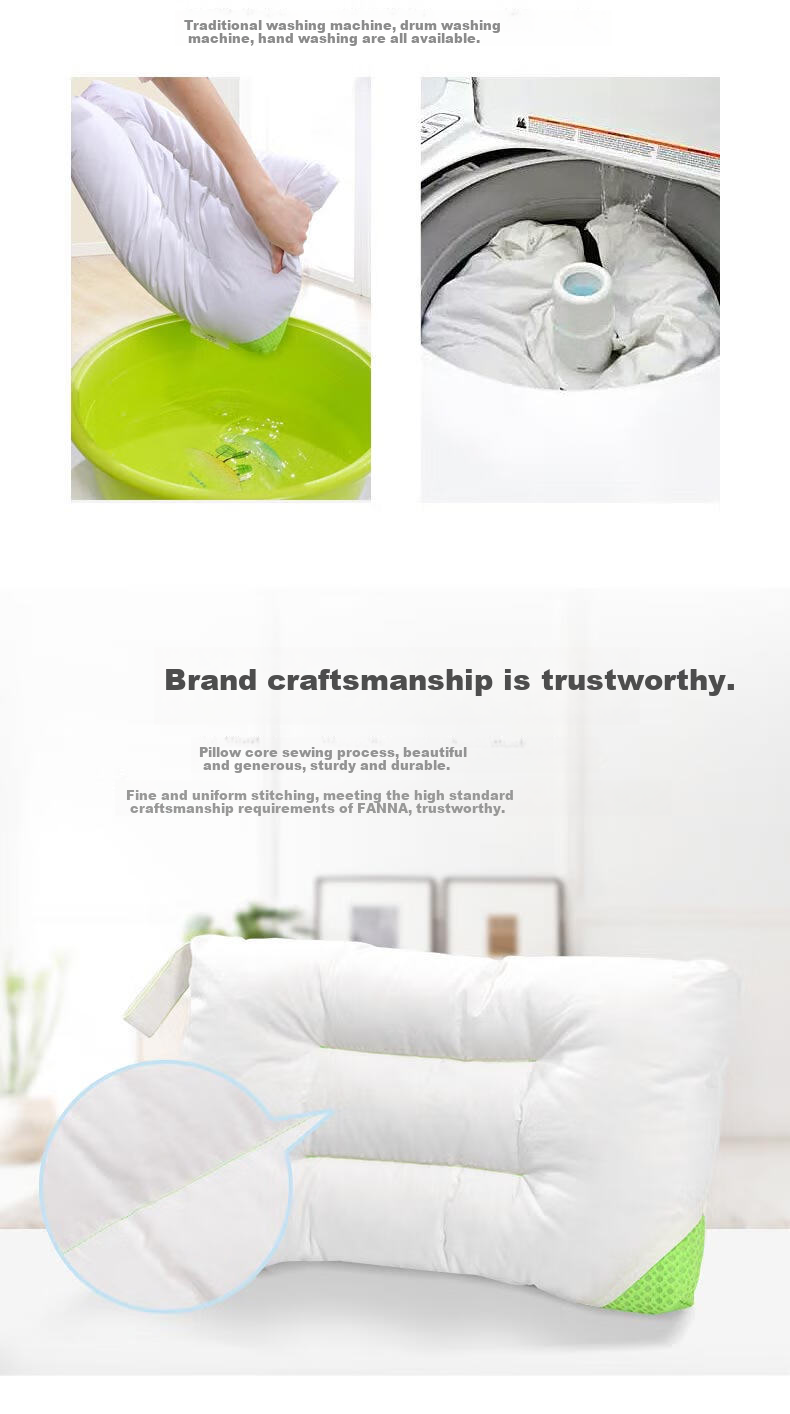 FUANNA Home Textile Pillow Core, Cervical Pillow, Five-Star Hotel Pillow, One Pack, Pure Cotton Antibacterial Pillow Core, Fiber Pillow, 70*45cm 7