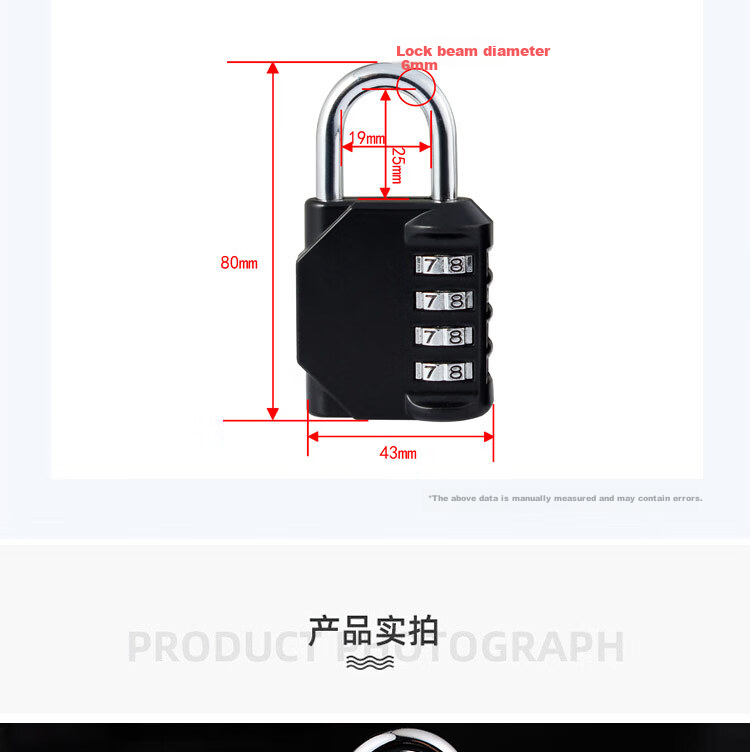 Aoben Large Padlock, Student Dormitory Lock for Indoor And Outdoor Doors, Waterproof And Rust-Resistant Metal Lock, 1604 Silver Color 9