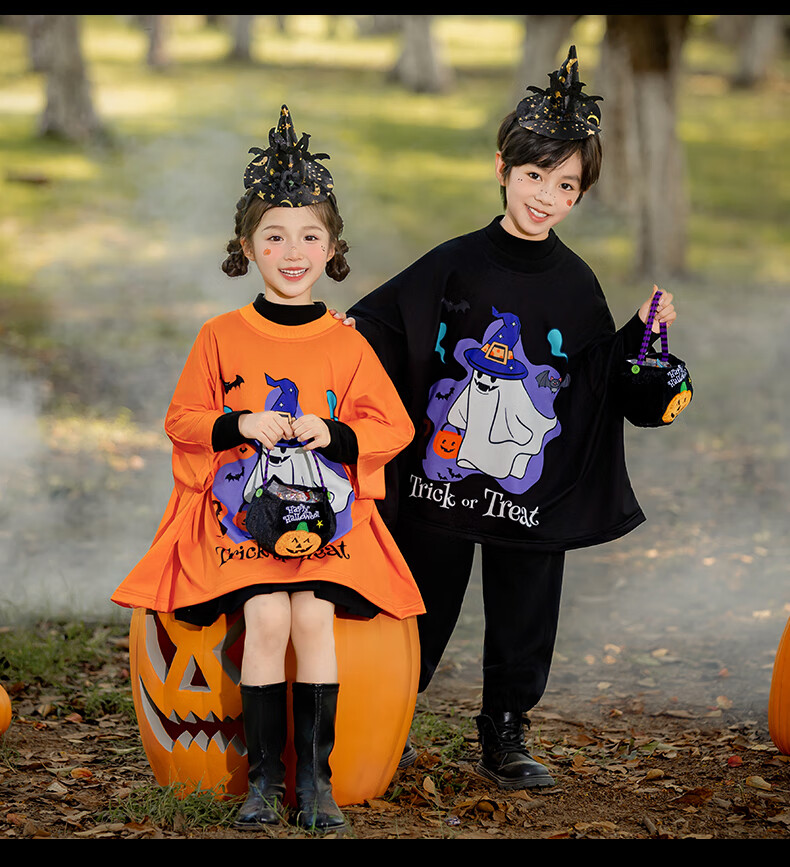 Suhan Tang Halloween Costume Kids Cosplay Boys and Girls Ghost Prank Cartoon Top Bat Shirt (Size S) 9