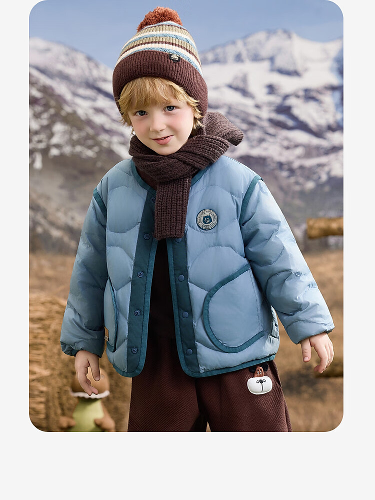 ASK JUNIOR [Three-Proof One Garment Three-Wear] Canadian Duck Down Children's Down Jacket 2025 Winter Toddler Fleece Warm Boys 1