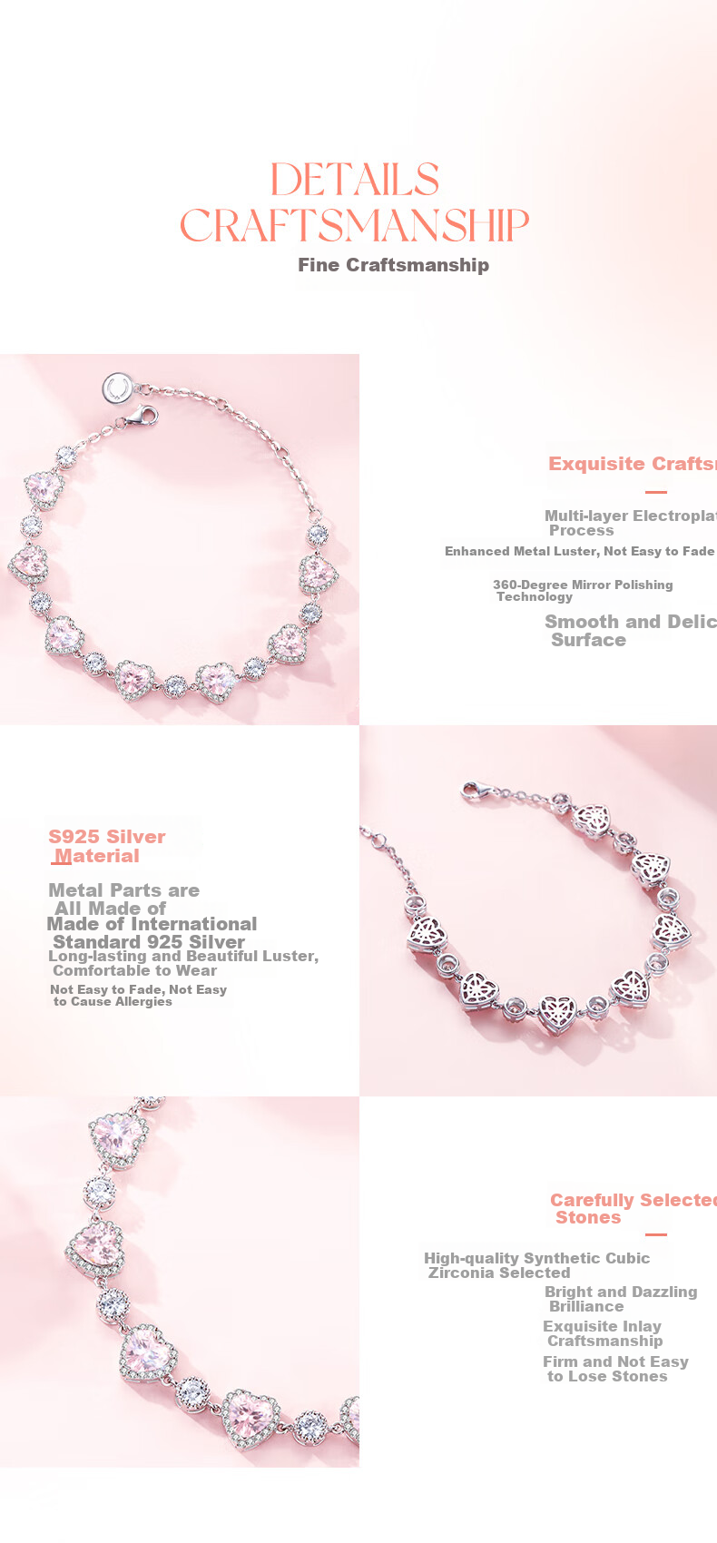 Fanci Love Bracelet for Women, Silver Heart-Shaped Fashion Confession Birthday Anniversary Gift for Wife Or Girlfriend 7