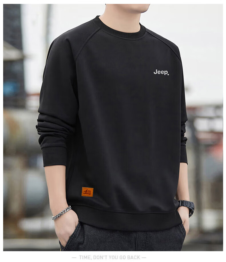 JEEP Men's Winter Fleece-Lined Thickened Long Sleeve T-Shirt Warm Crew Neck Base Shirt Black M 3