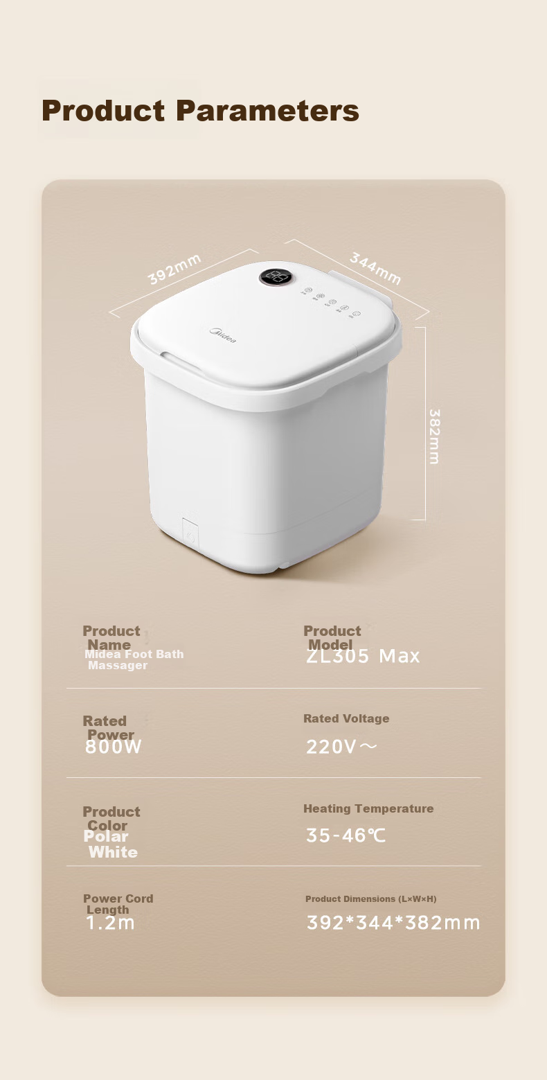 Midea Foot Soaking Bucket, Massage Foot Bath Tub, Heated And Warm, Automatic Massage, Foot Washing Basin, Sterilizing Foot Bath, Constant Temperature, Birthday Gift for Boyfriend, Girlfriend, Elders, Practical ZL305Max 19
