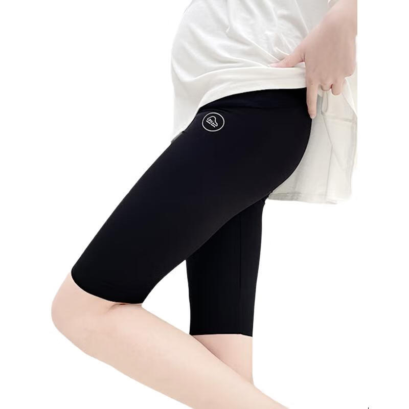 JOYNCLEON Maternity Shark Shorts Five-Point Summer Thin Hip-Lifting Yoga Safety Pants Black L JYK179605