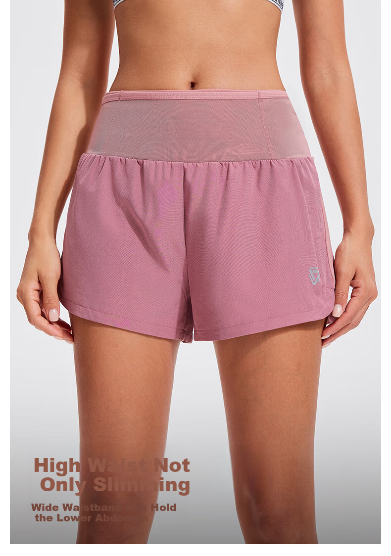 Cosleaf Women's Professional Running Shorts for Marathon, High-Waisted Tummy Control Shorts with Pockets, Slimming Yoga Fitness Pants 5