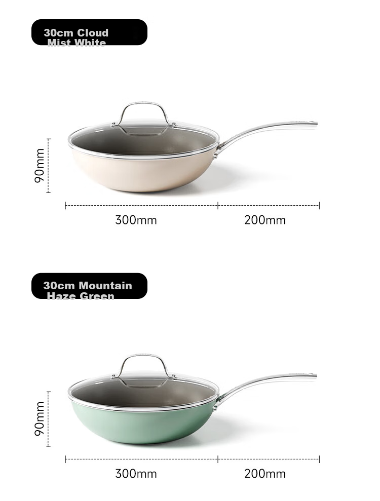 REDCHEF Titanium Ceramic Non-Stick Flat-Bottom Stir-Fry Pan, Frying Pan, Compatible with Gas And Induction Cooktops, Smokeless, 30cm 23
