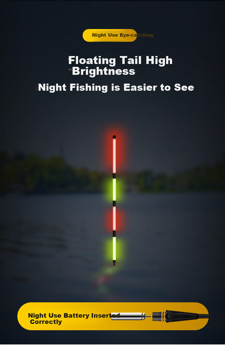 Minjianyiren, Carp And Snakehead Biting Hook Color-Changing Luminous Float, Day And Night Dual-Use Hard-Tailed Fishing Float, Thickened Eye-Catching Night Fishing Electronic Float, Big Fish Buoy 5