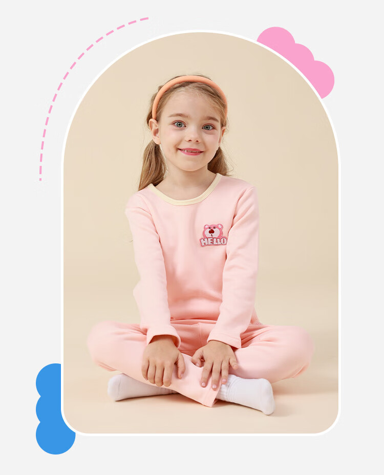 DEESHA Fleece-Lined Thickened Children's Thermal Underwear Set for Girls Autumn Base Layer Pajamas School Uniform Essential 11
