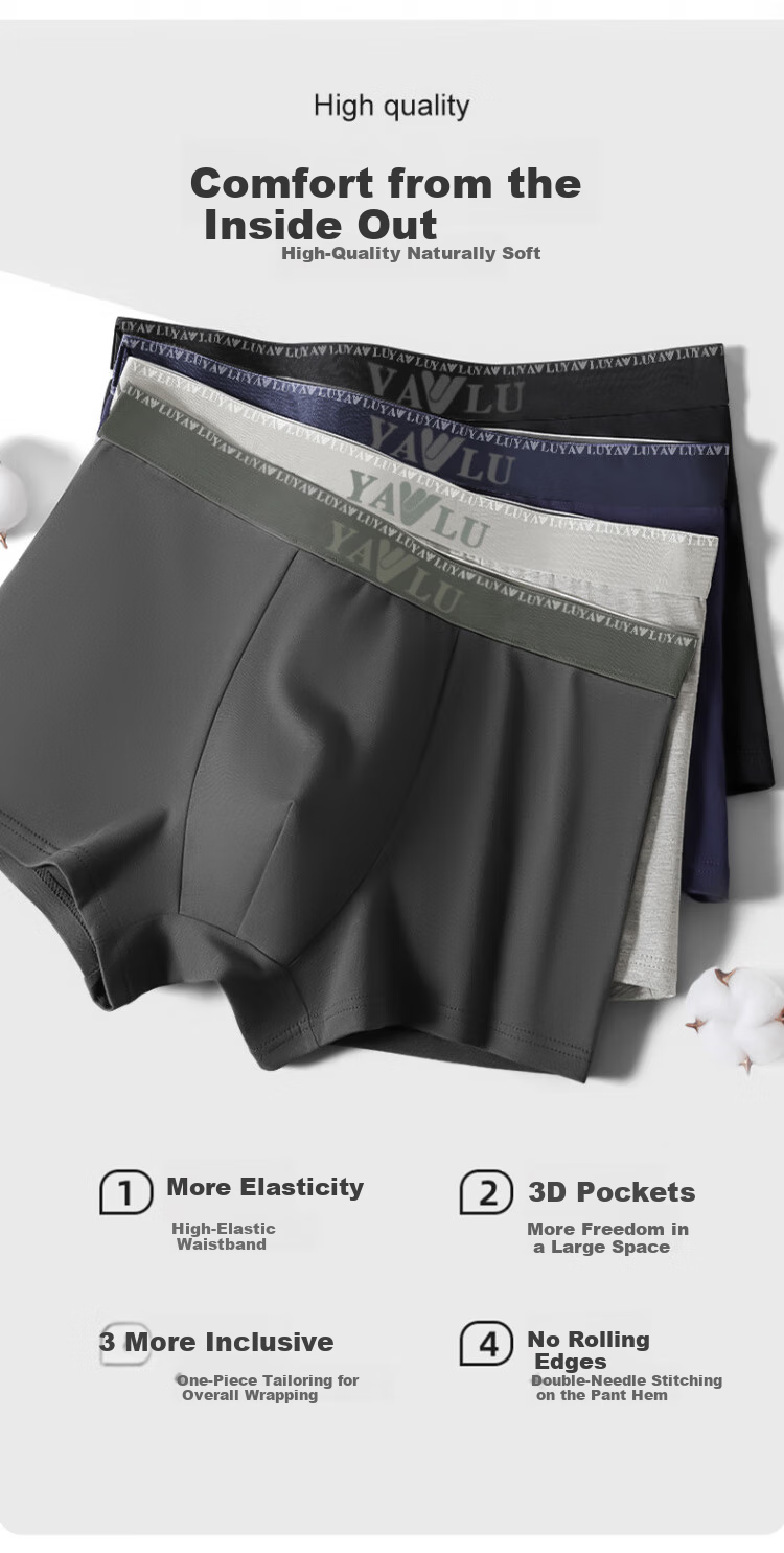 Yalu [Self-Operated Selection] Men's Underwear, Pure Cotton 7A Antibacterial Boxer Briefs, Large Size, Youth Men's Shorts 4