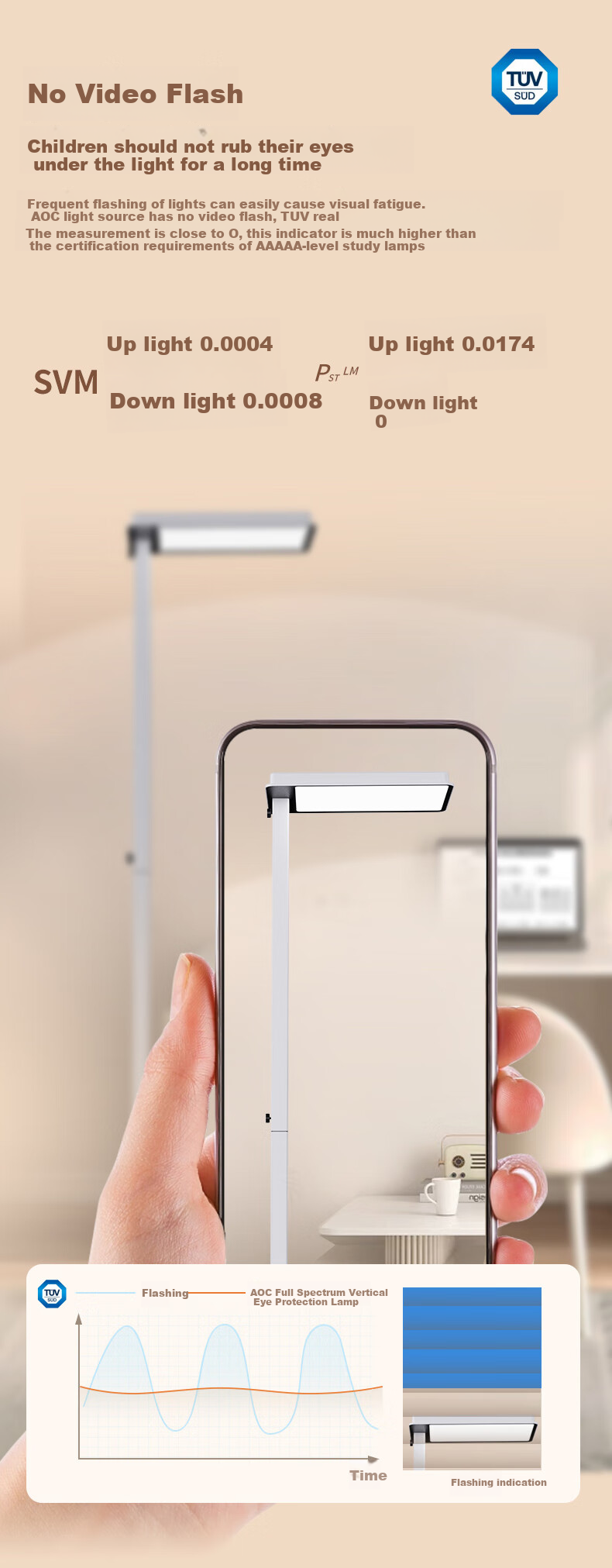 AOC Standing Eye Protection Desk Lamp, Children's Study Large Road Lamp LED Full Spectrum Intelligent Bedroom Eye Protection Reading Light Smart Versio 9