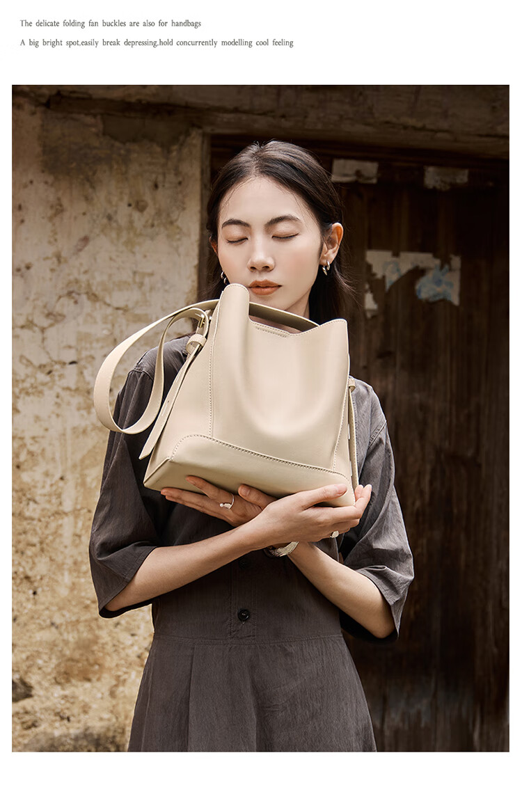 Nalandu Women's New Bucket Bag Large Capacity Cowhide Shoulder Crossbody Bag Birthday Gift 12
