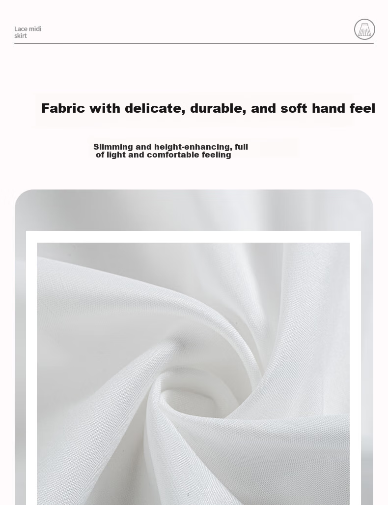 LangSha White Midi Skirt for Women, Summer New Style Versatile High-Waist A-Line Long Skirt with Design-Inspired Patchwork Lace Cake Skirt 9