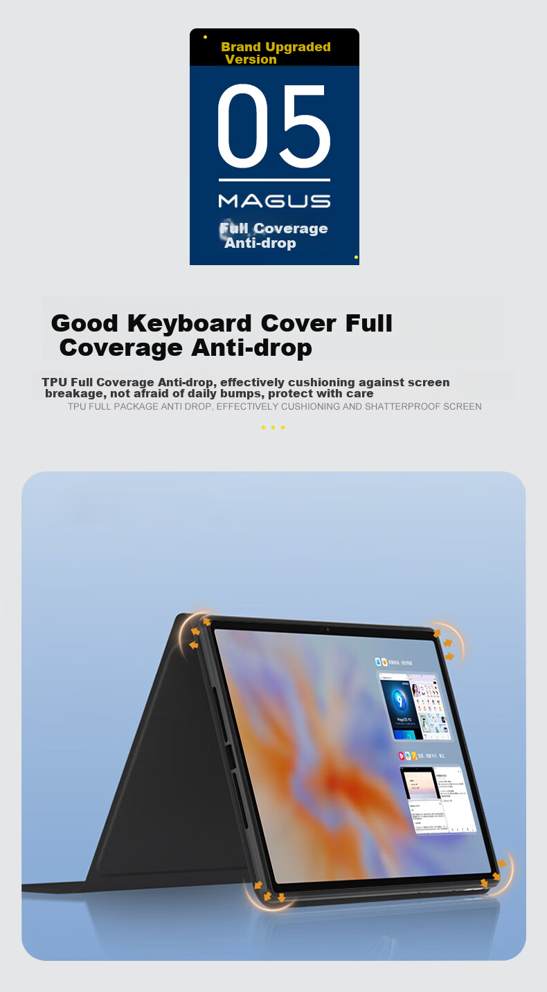 MAGUS Keyboard Case for Honor Tablet 10, 12.1-Inch Protective Cover, Full Protection Anti-Drop Soft Light Version, Magnetic Detachable Bluetooth Keyboard And Mouse Set 9