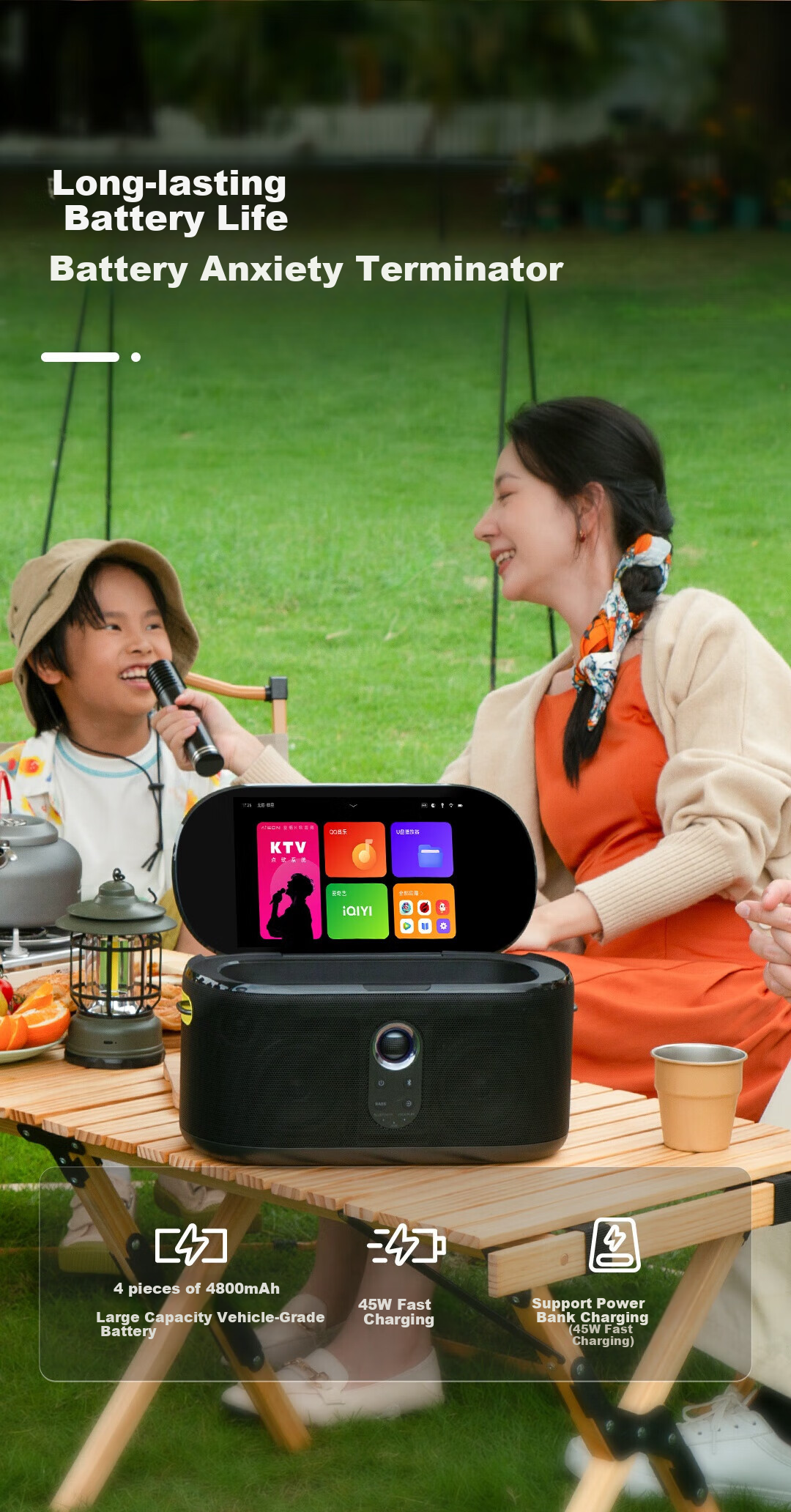 Aichang (AISON) K90 Speaker, Home Karaoke All-In System with Microphone, Square Dance Three-In Musical Instrument, Camping Family Karaoke Speaker Gift 6