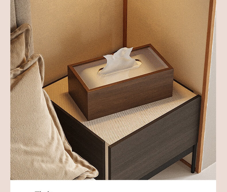 Bingyou Wooden Tissue Box, Paper Towel Holder, Dual-Use for Living Room And Office, Large Capacity Storage Organizer 23