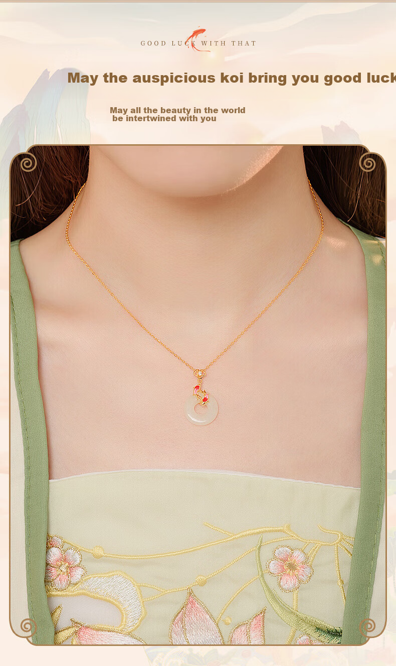 ALLOVE Pure Silver Necklace for Women, 2026 New Style Hetian Jade Peace Buckle Pendant, Collarbone Chain, Birthday Gift for Girlfriend Or Wife 3