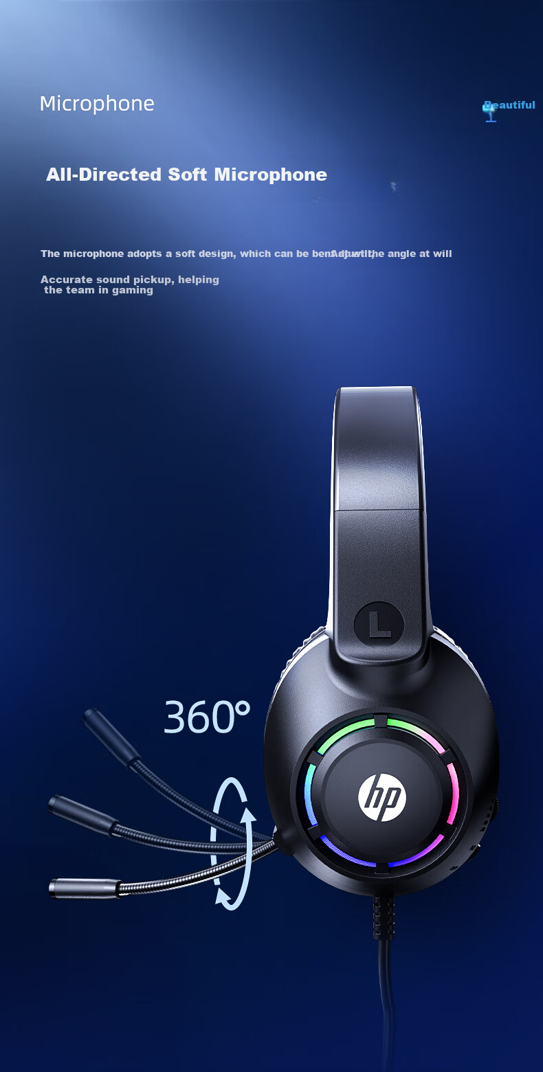 HP DHE-8013 Wired Headphones, Noise-Cancelling Stereo Surround Gaming Headset, Suitable for Study And Entertainment on Computers And Laptops, Changwan Triangle 6