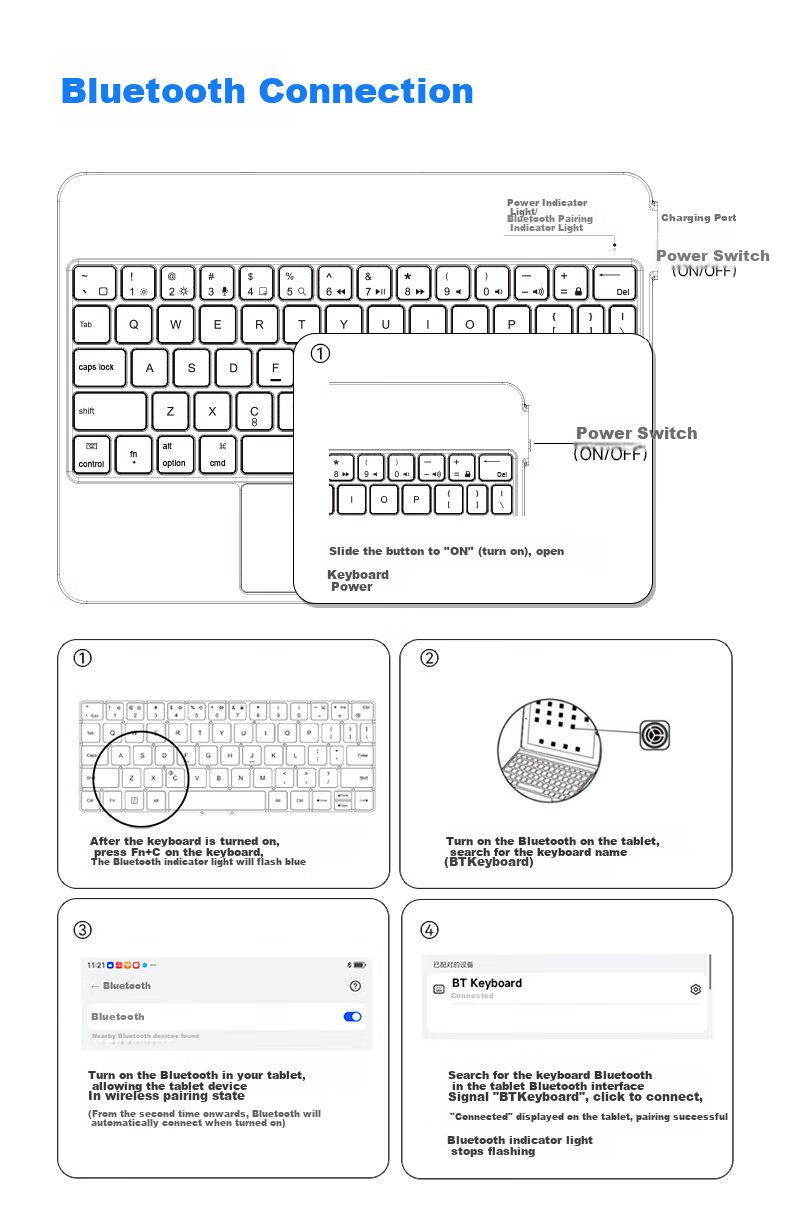 COOLSTART Compatible with OPPO Pad4Pro Smart Touch Keyboard, OnePlus Tablet 2Pro Floating Magic Control Magnetic Bluetooth Keyboard, 13.2-Inch 2025 Model Tablet Protective Case, Black 6