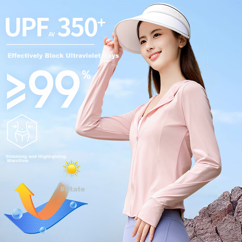Ousen Sun Protection Clothing for Women, Spring And Summer Original Yarn Ice Silk Sun Protection Garment, Slim Fit Outdoor Cycling Sun-Blocking Hooded Sun Protection Shirt, Skin-Friendly Clothing