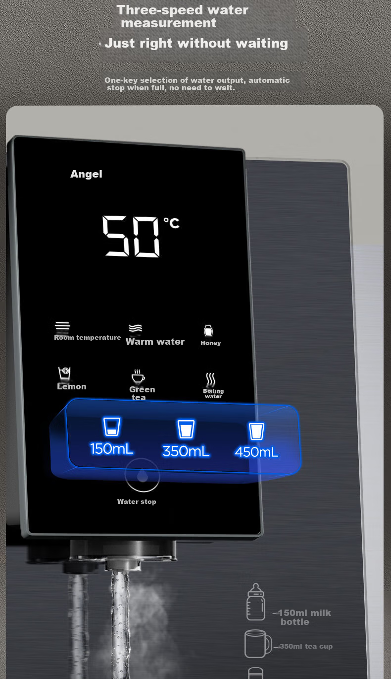 Anjier Wall-Mounted Water Dispenser, Ultra-Thin Design, Six Temperature Settings, Quantitative Water Extraction, Hot And Cold Drinking Machine, Integrated Heating System, Y3611BK-G Gray Color 7