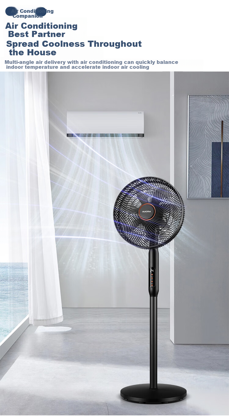 AUCMA Electric Fan, AC Fixed Frequency Household Fan, High Air Volume Floor Fan, Easy to Install, Remote Control, Quiet Operation, Energy-Saving, Convection Circulation Fan, Starry Black, FS-35D909(Y) 13