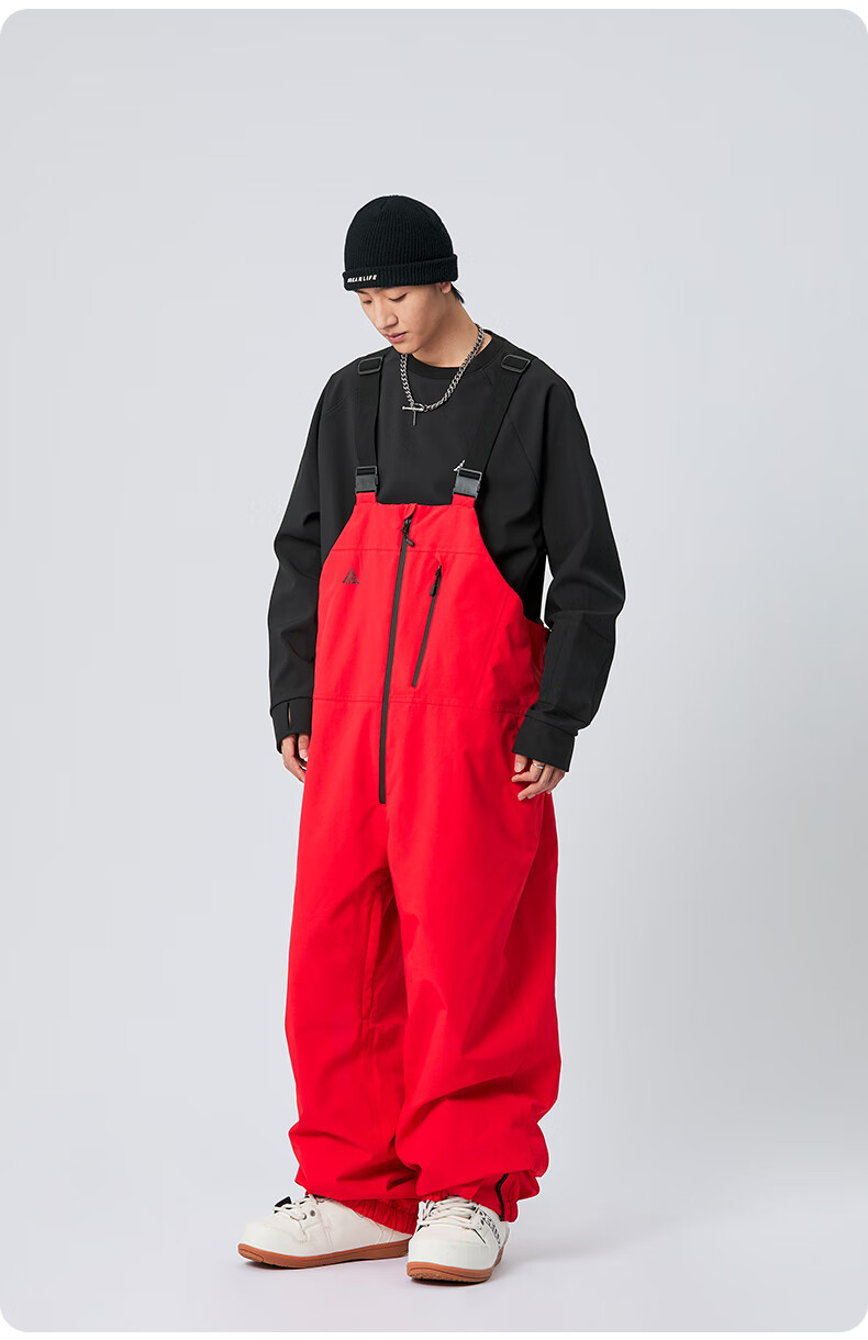 Nan En Single Board Ski Suit Bib Pants 3L Waterproof Thickened Warm Unisex Black M 6