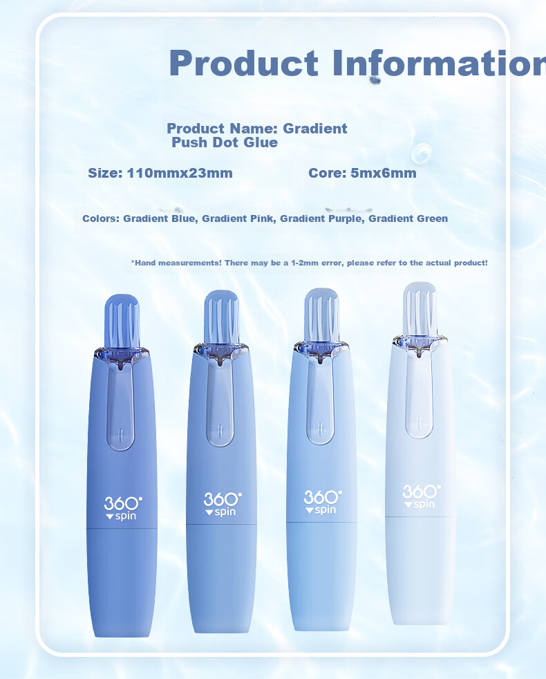 CHANGLi Gradient Push-Button Dot Glue, Aesthetically Pleasing Correction Tape, Strong Pointed Double-Sided Tape, Children's Craft Large Capacity Journal Tape, Elementary School Student Error Correction Adhesive Pen, High Viscosity 2