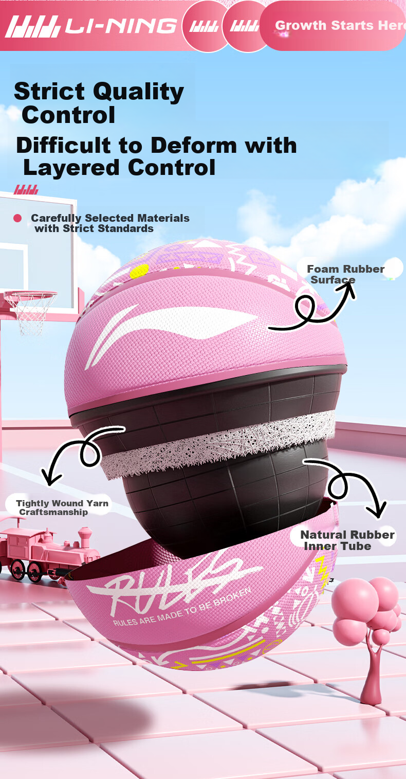 Li-Ning Children's Basketball Size 5, Kindergarten Outdoor Cement Court Competition Training, Elementary School Student Size 5 Wear-Resistant Basketball Gift 4