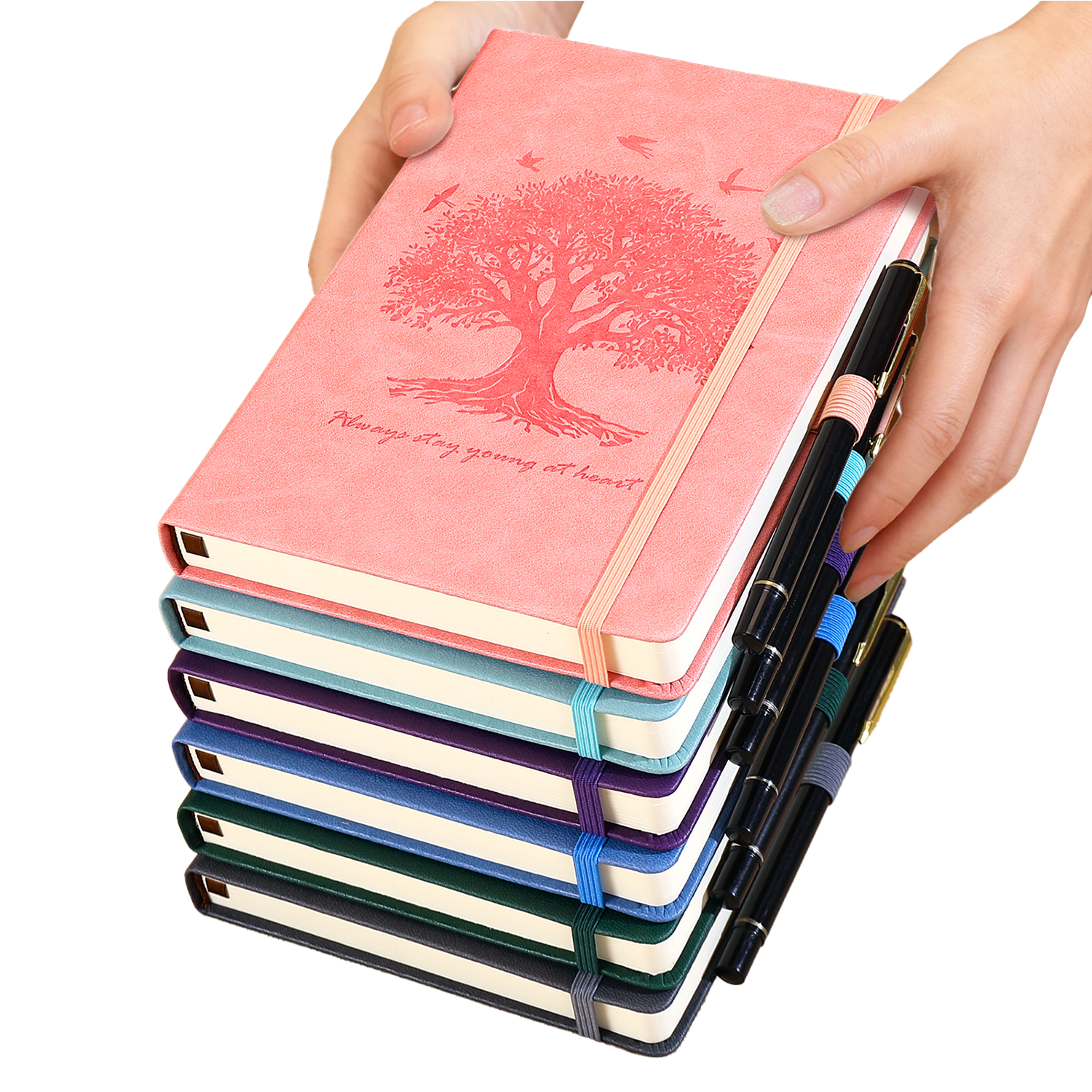 A5 Thickened 360-Page Faux Leather Strap Notebook Candy Color Business Student Simple Office Meeting Study Lined Journal Customizable