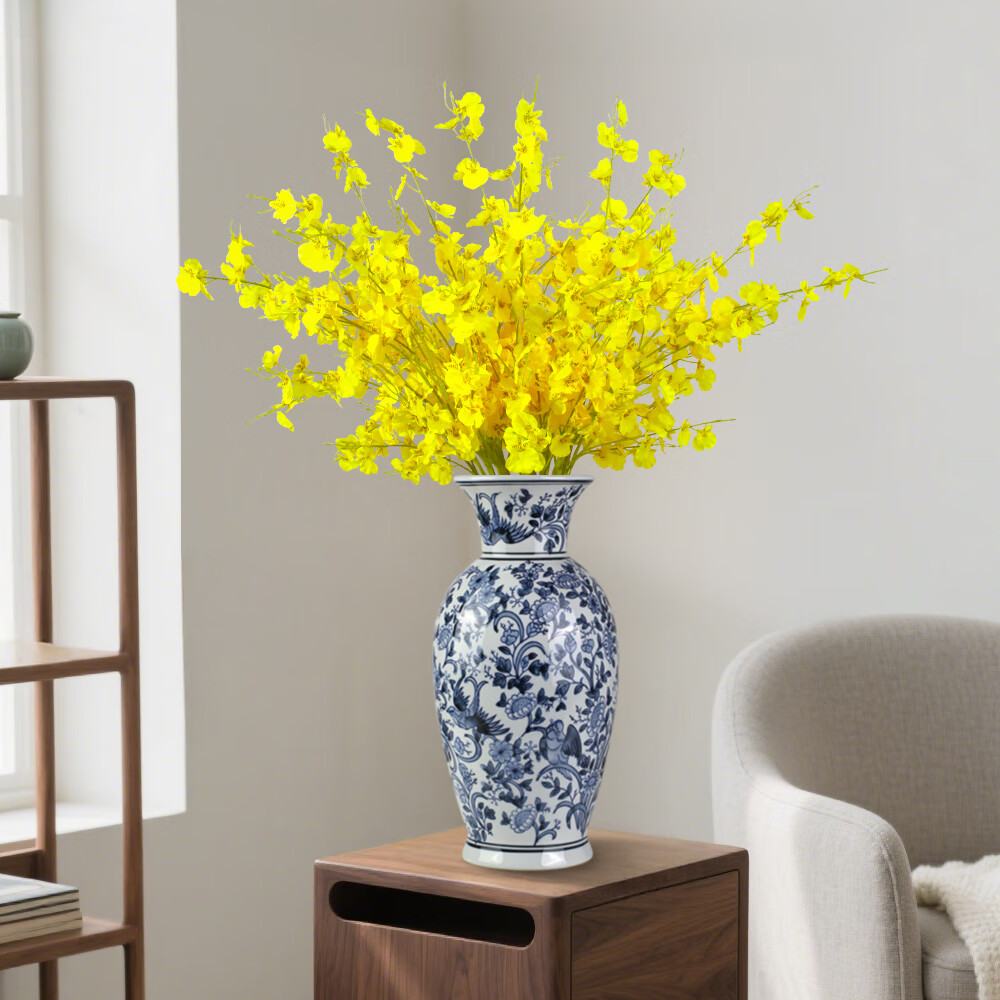 Qiju Yaji Artificial Dancing Orchid Guesthouse Teahouse Faux Silk Flowers Living Room Table Decoration 10 Stems 20096