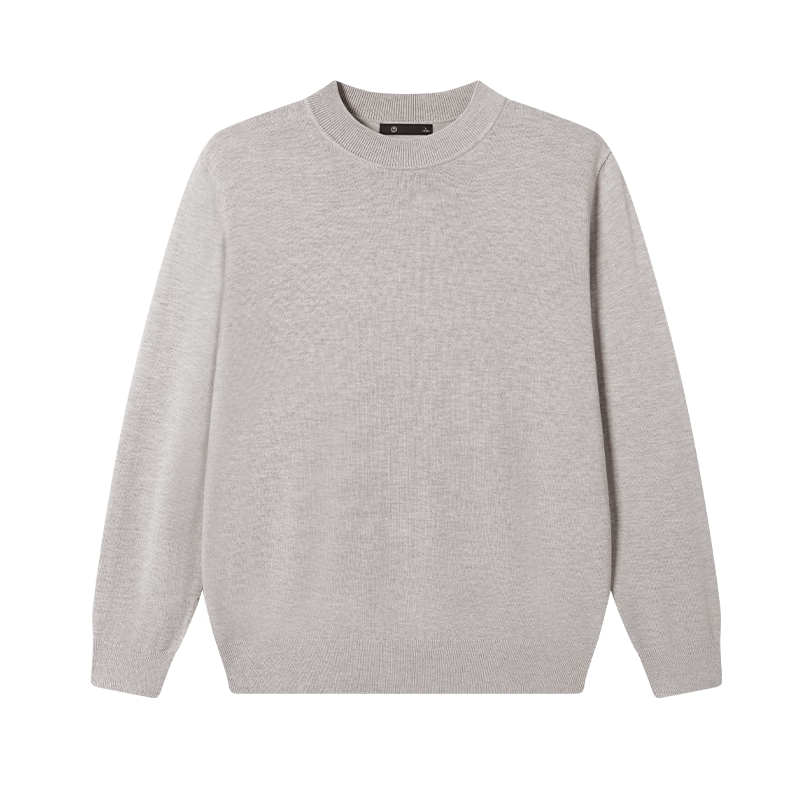 JD Original [Machine Washable] Warm Sweater for Men, Round Neck Knitted Pullover, Soft Base Layer Woolen Sweater, Oatmeal Color, M Size