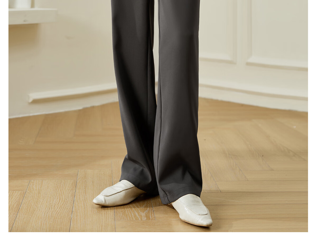 Chushen Spring And Autumn Casual Pants for Women, Wilderness Maillard High-Waist Straight Slimming Versatile Commuter Suit Pants S143K2020 15
