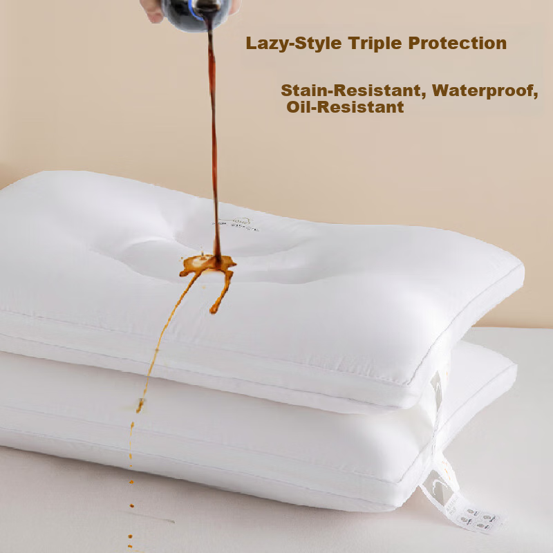 Hengyuanxiang Class A Antibacterial Pure Cotton Pillow, Triple Protection Waterproof Stain-Resistant Hotel Pillow, Dormitory Neck Support Pillow, Single Piece 10cm