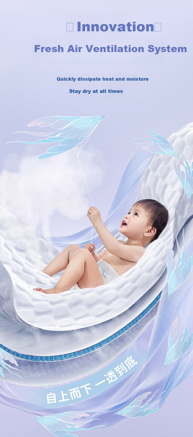 MOBEIEN [10x Cleaner Factory] Baby Breathable Quick-Absorbing Diapers, Clear Wind Pull-Up Pants, Size L, 42 Pieces 2