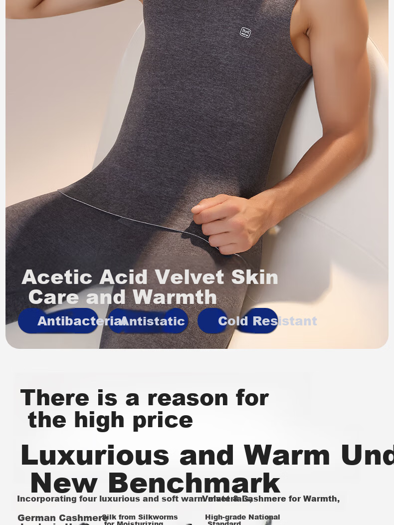 MiiOW down And Silk Thermal Vest for Men, German Down Seamless Heat-Generating Underwear, New Product for 25 Years, Autumn And Winter Inner Wear Base Layer Top 1