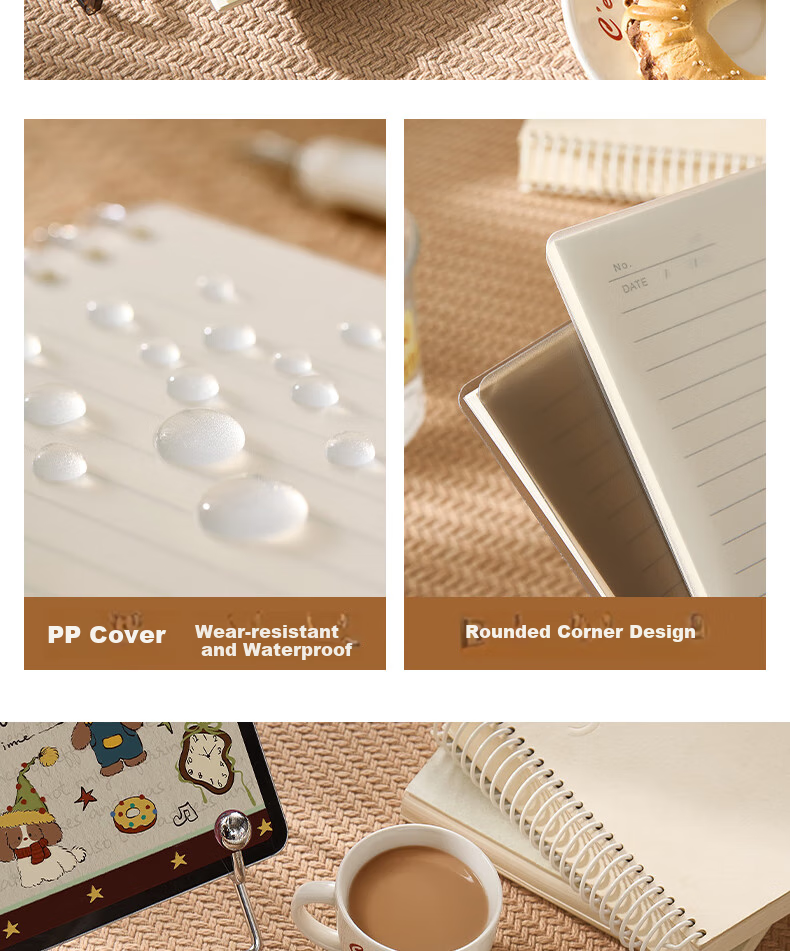 Sannianerban B5/60 Sheets Lined Notebook, Comfortable to Hold, Five-Hole PP Soft Cover, Simple Style, for Middle And High School Students, Journal, Error Correction Book, Diary, Lined Pages, White 12