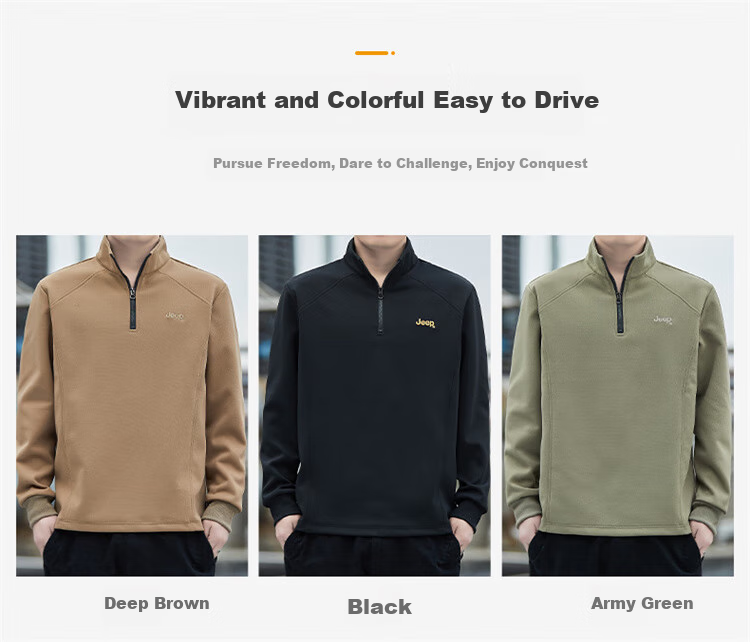 JEEP Men's Sweatshirt, Loose-Fitting Long-Sleeve T-Shirt for Spring And Autumn, Trendy Top, Base Layer, Dark Brown, M 1