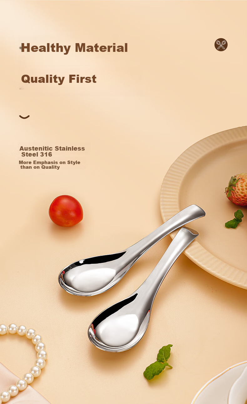 Guangyi 316L Stainless Steel Soup Spoon Thickened Large Flat Bottom Long Spoon Children's Tableware Panda GY1561 11