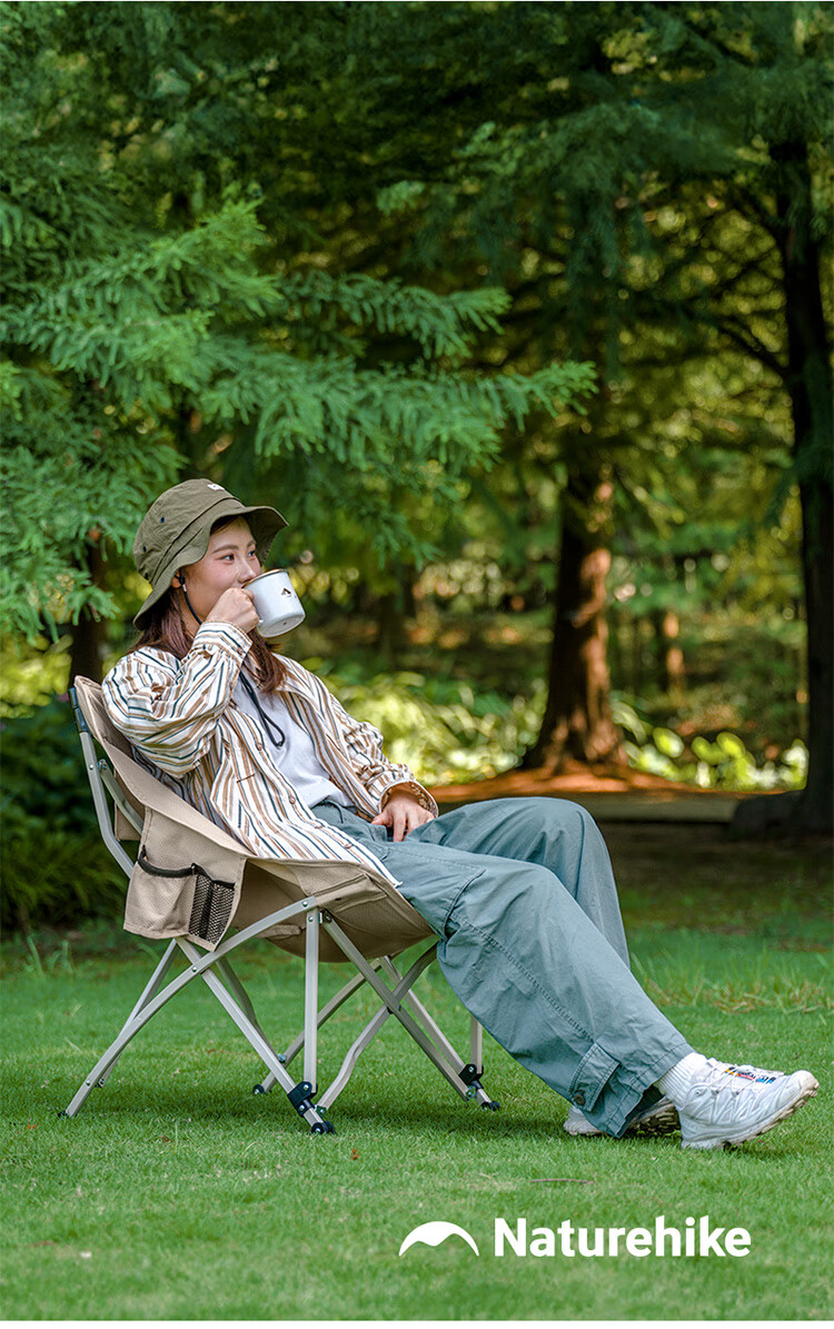 Naturehike Moon Chair Outdoor Camping Folding Chair Fishing Sketching Large Comfortable Portable All-Terrain Chair Black 11